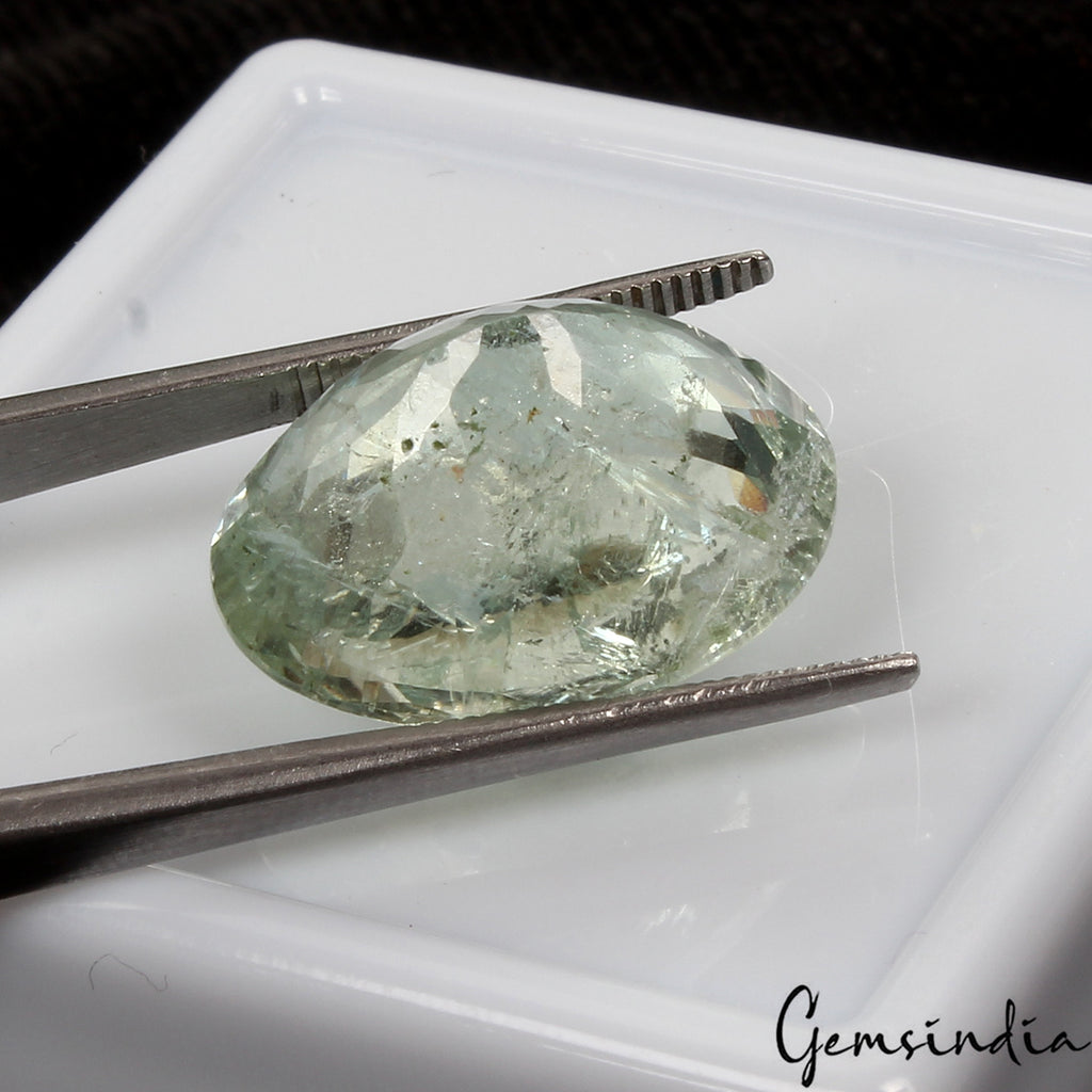 Aquamarine Loose Gemstone, Untreated, Green — 18x14x10 mm, 14.20 Ct, Brazil