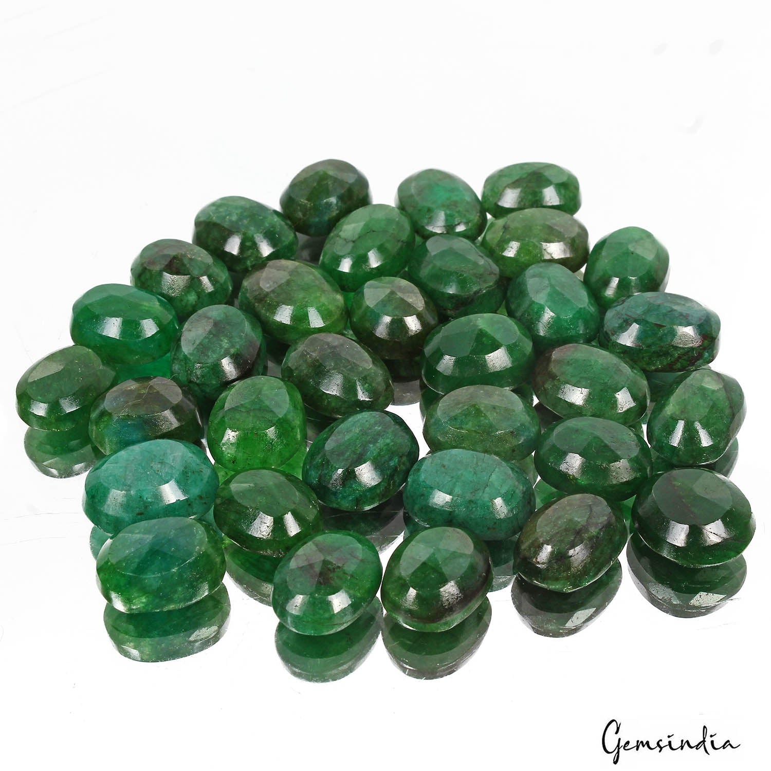 490 Ct Natural Green Brazilian Emerald Oval Cut Faceted Loose Wholesale Gems Lot