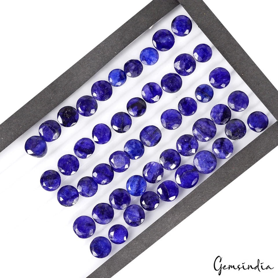 154.40 Ct Natural Blue Beryl Round Faceted Loose Gemstone Lot 50 Pcs For Jewelry