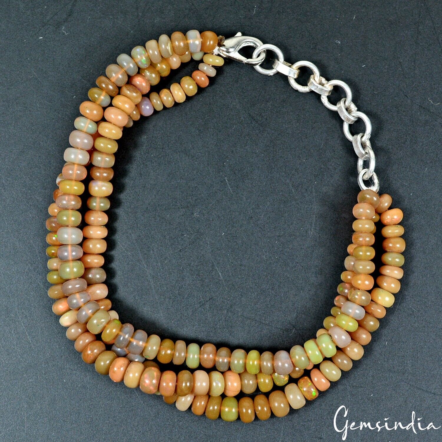 Opal Bracelet, Multi Color — 3mm to 4mm, 59.25 Ct, Ethiopia