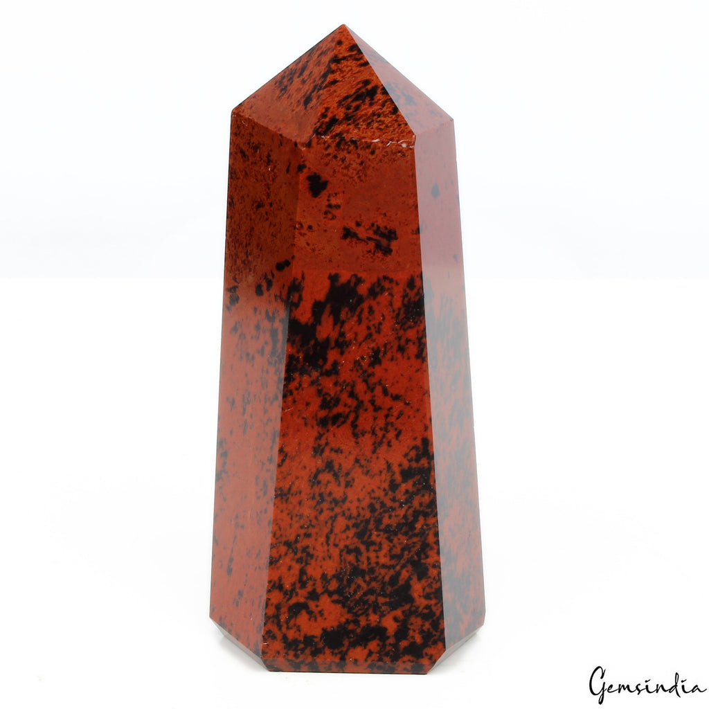 112 Gm/3.1" Natural Mahogany Obsidian Crystal Healing Reiki Power Obelisk Tower