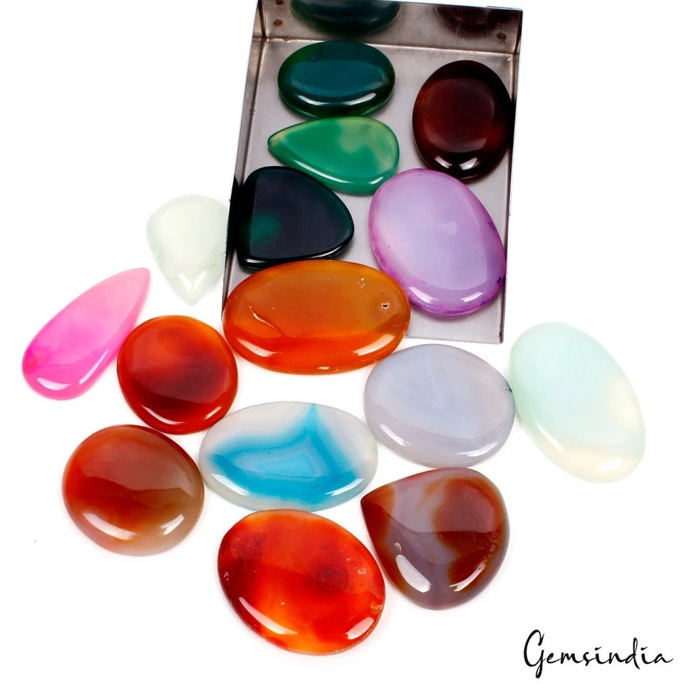 15 Pcs Natural Multi Color Onyx Cabochon Loose Gemstone Wholesale lot.~1600 Ct