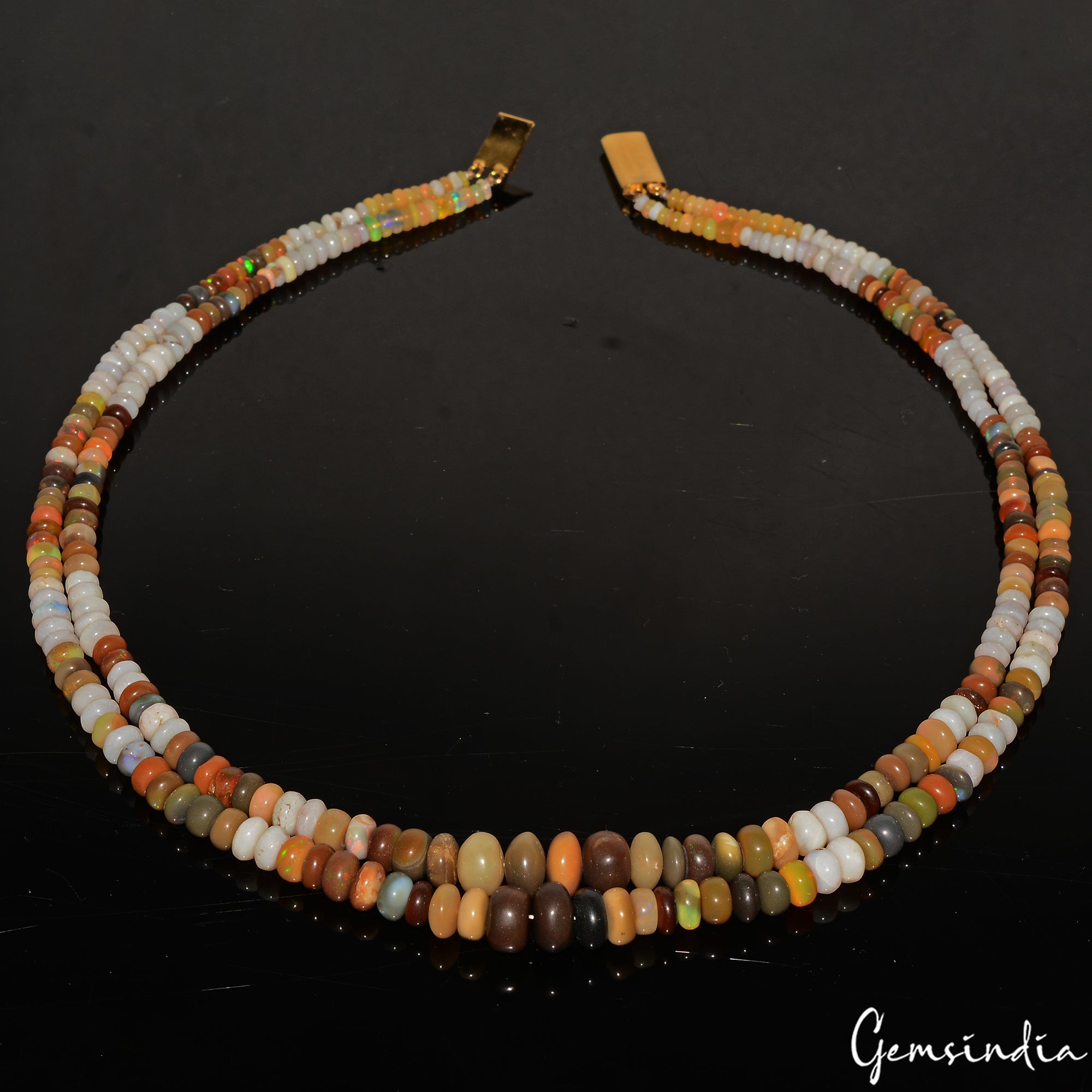 186.20 Ct Natural Multi Color Shine Oval Round Beaded Single Strand Necklace 19"