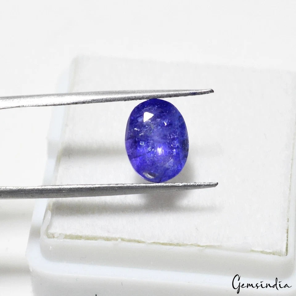 Certified 2.50 Ct Natural Untreated Violet Blue Tanzanite Oval Cut Ring Size Gem