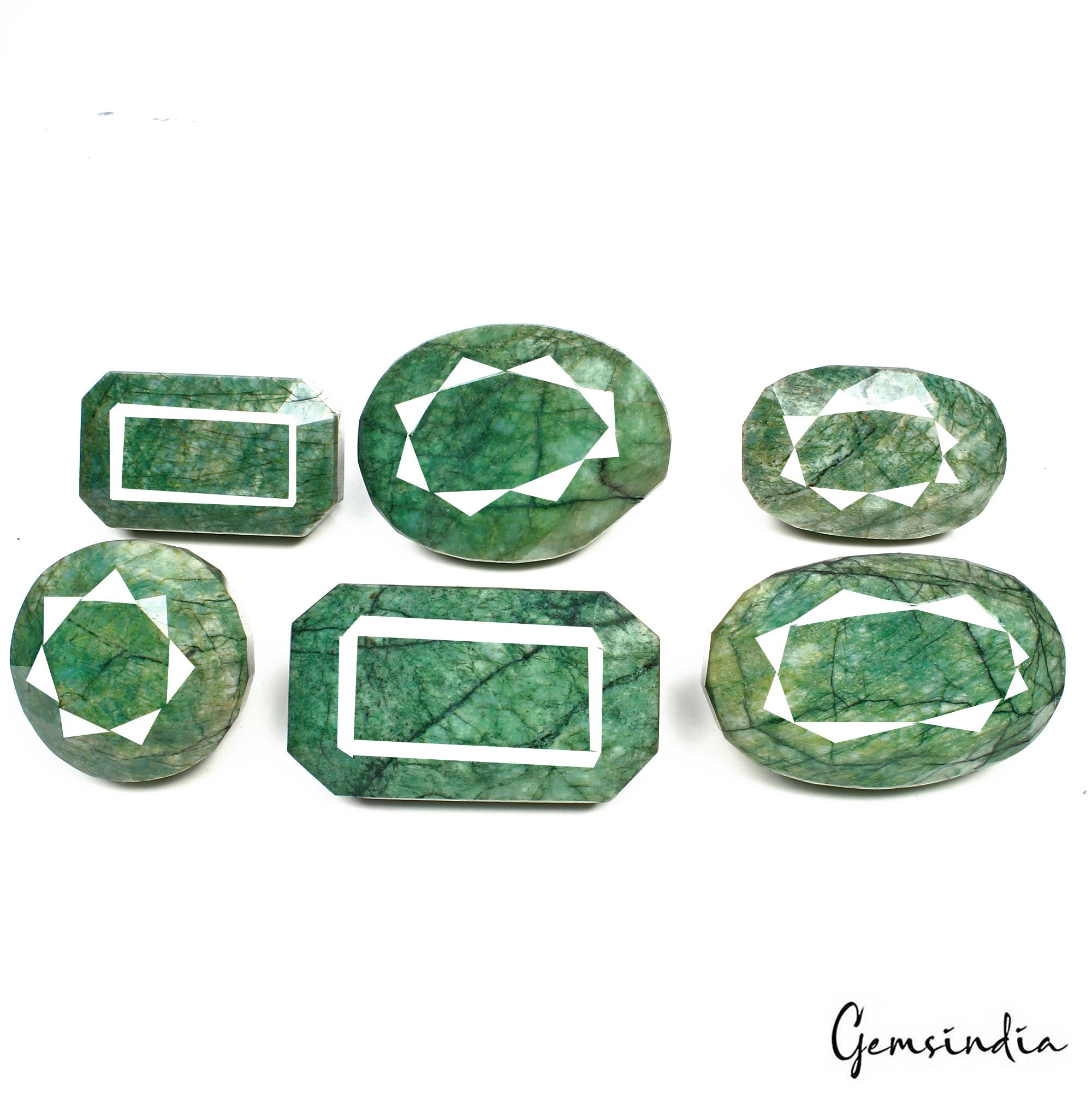 5000 Cts/6 Pcs Natural Brazilian Green Emerald Mix Cut Loose Gems Wholesale Lot