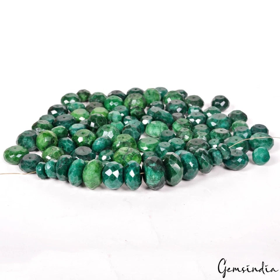 95 Pcs Green Emerald Round Cut Drilled Beads 10-20mm Loose Gemstones Lot~1500 Ct