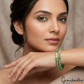 61.10 Ct Natural Emerald Gems Round Cab Drilled Double Strand Handmade Bracelet