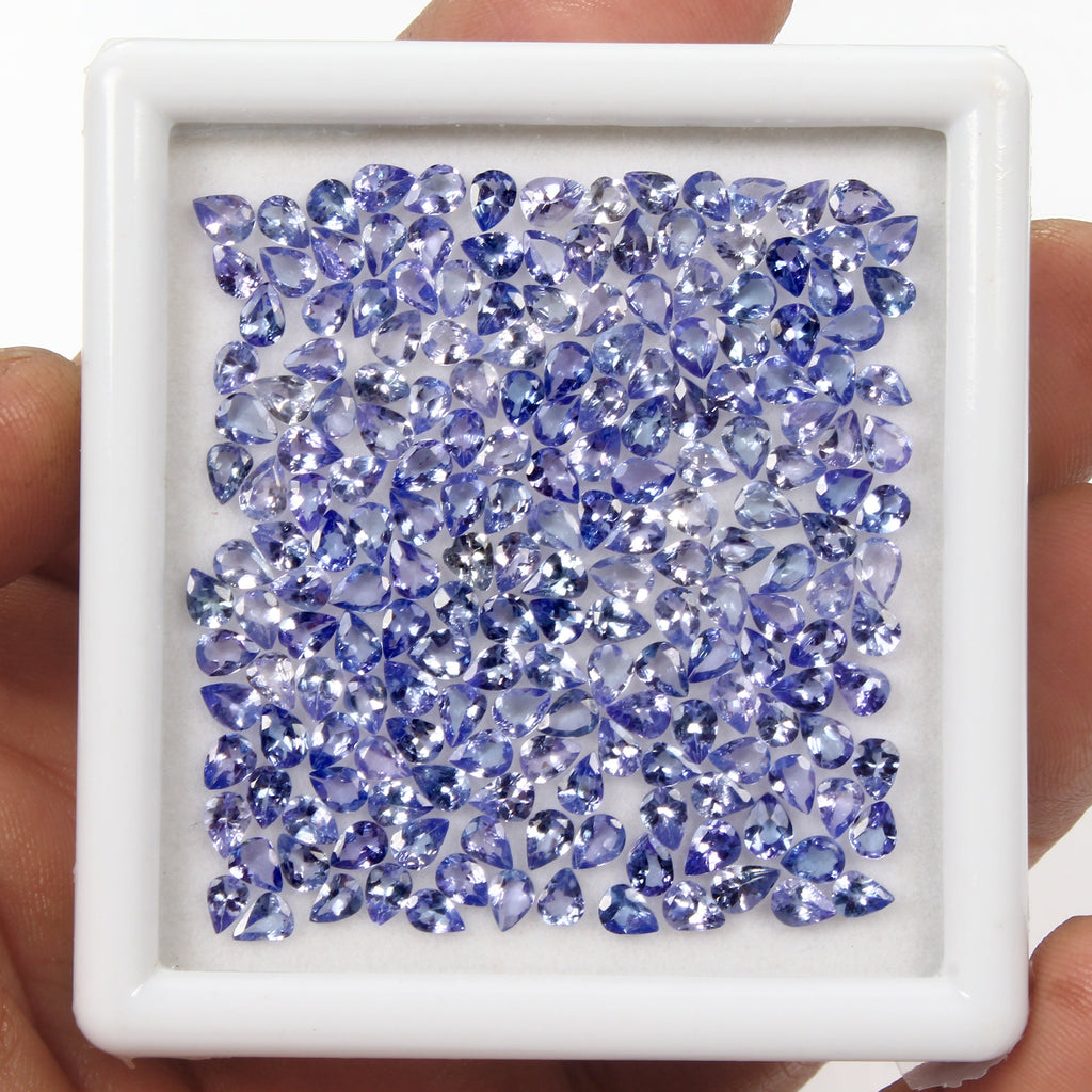 Certified 25.70 Ct Natural Violet Blue Tanzanite Pear Cut Loose Gemstones 200Pcs