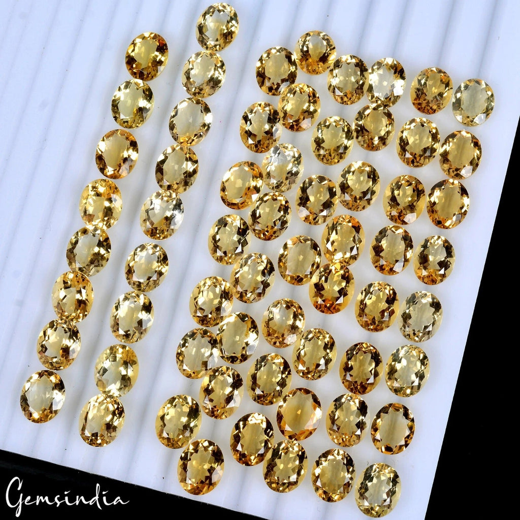 VVS 63 Pcs Natural Citrine 10mm-11mm Oval Faceted Cut Untreated Loose Gemstones