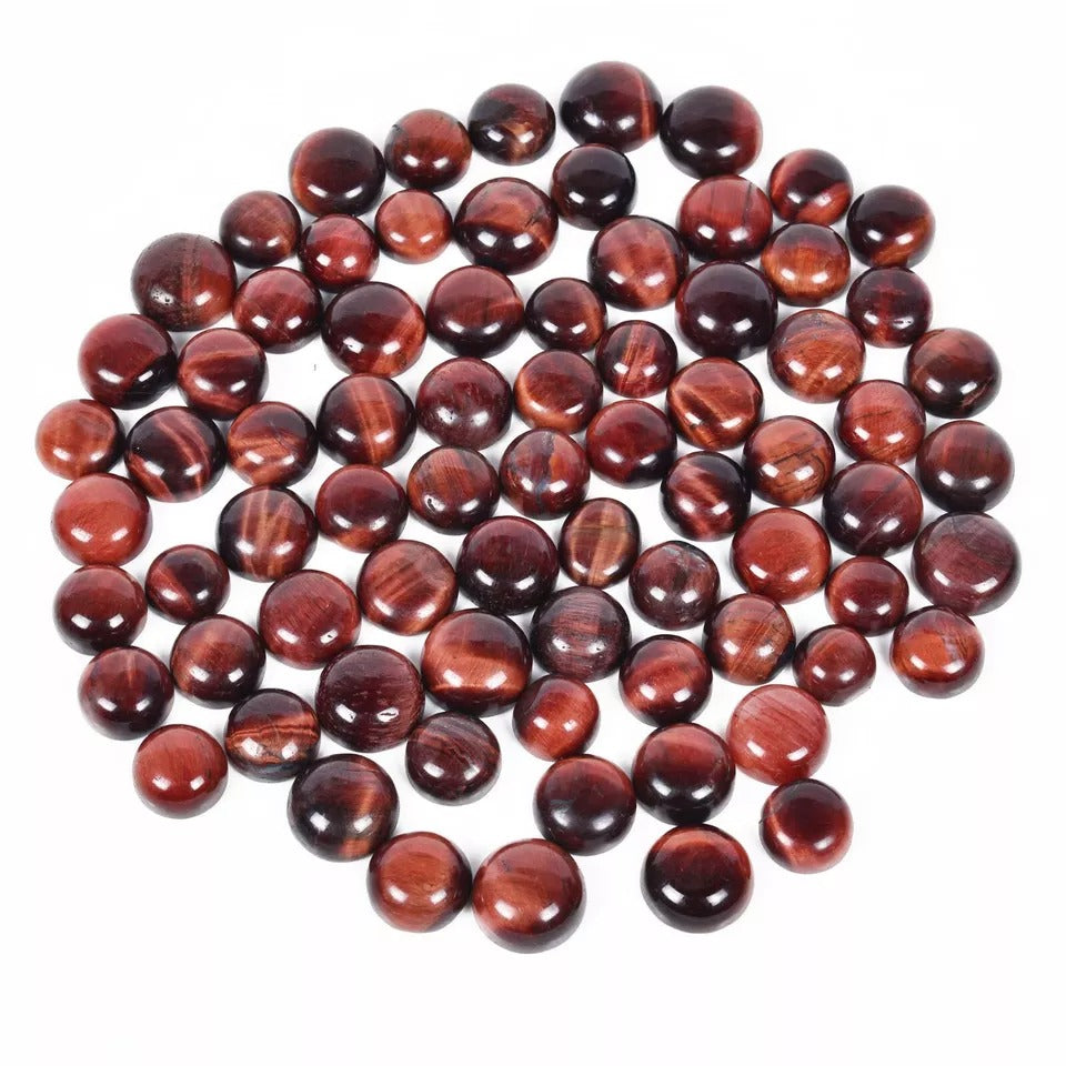 450 Ct/76 Pcs Natural Red Tiger Eye Untreated Round Cab Loose Gems For Jewelry