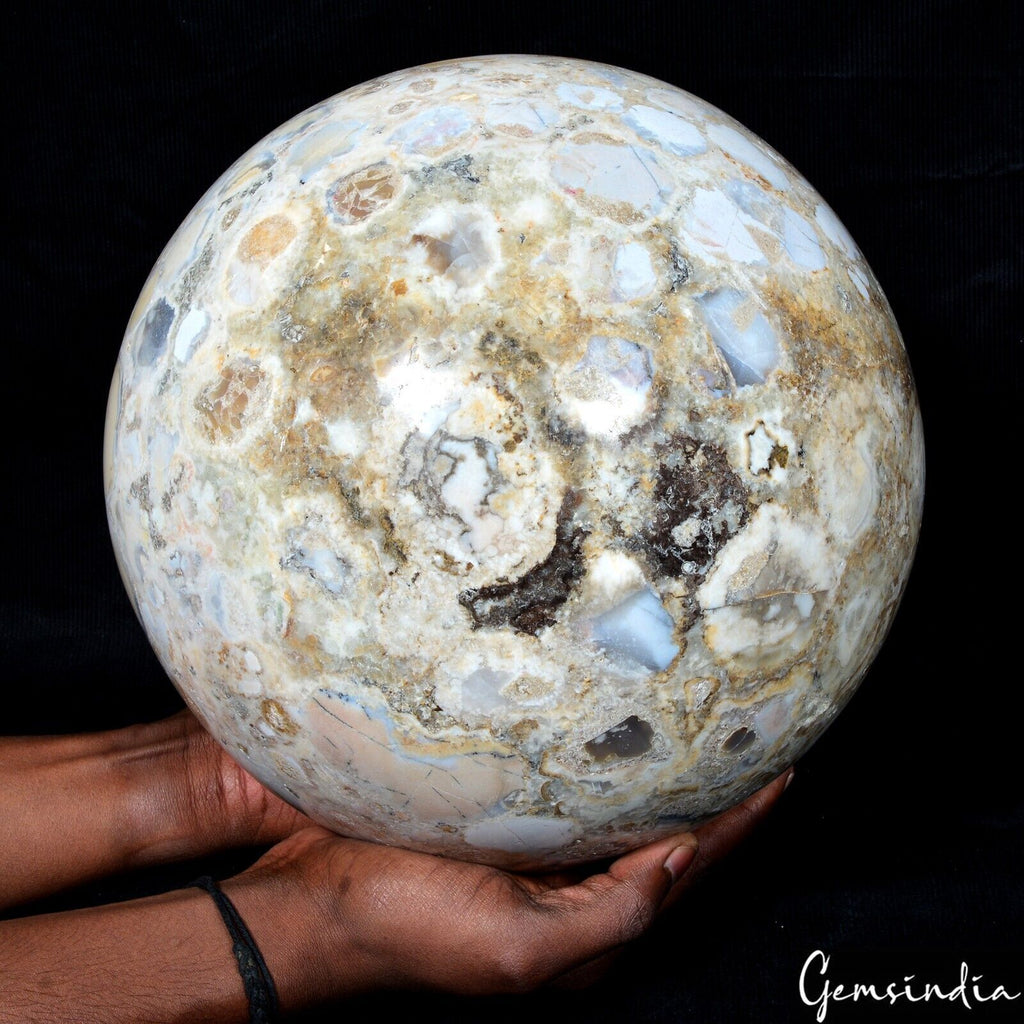 Ocean Jasper Sphere, Untreated, Bi Color — 9 Inch in diameter, 17.7 Kg (88500 Ct), Madagascar