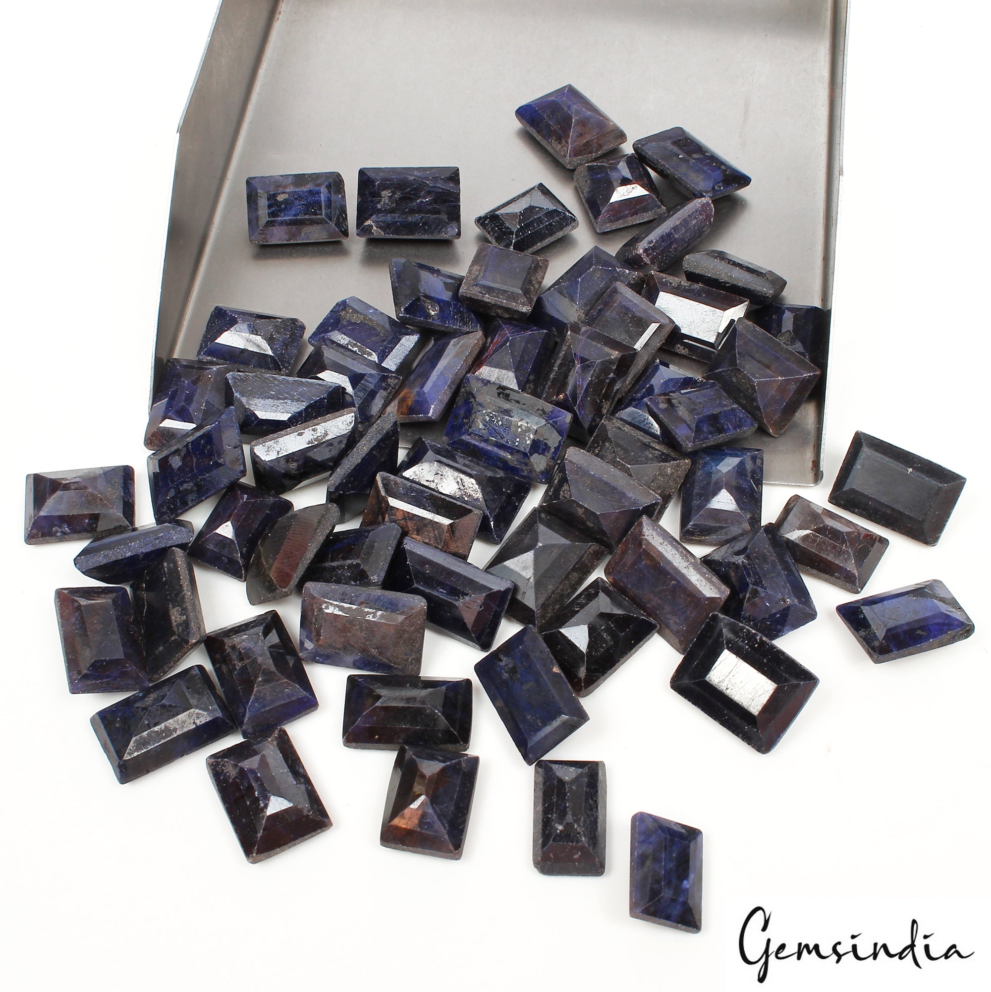 600 Ct/59 Pcs Natural Blue Sapphire Baguette Cut Loose Gemstones Lot For Jewelry
