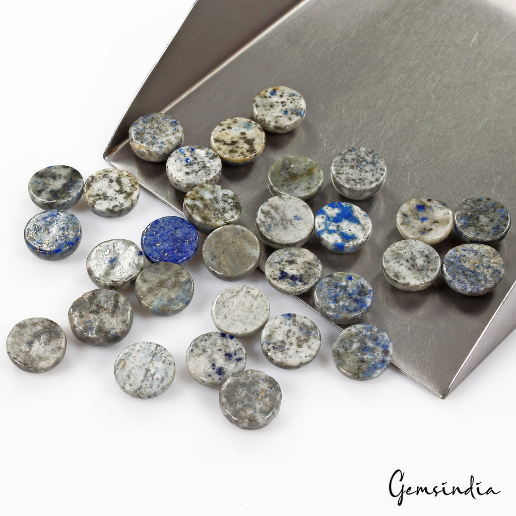 178.40 Ct/30 Pcs Natural Blue Gray Lapis Lazuli Round Loose Cab Gems For Jewelry