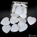 14 Pcs Heart Shape White Selenite Healing Crystal Natural Pocket Stones 1430 Cts