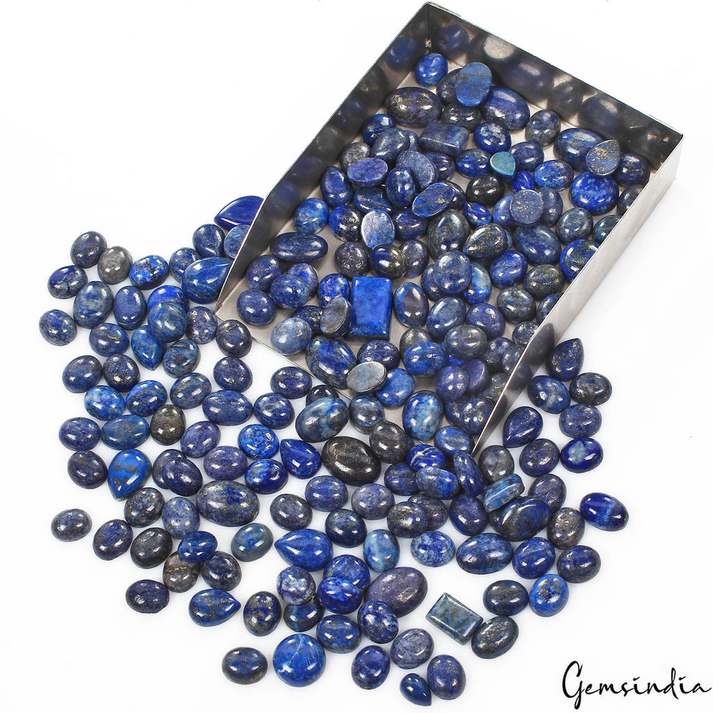 Pyrite Lot, Cabochon, Color Enhanced, Blue — 198 Pieces, 10mm to 19mm, 1270 Ct, Afghanistan