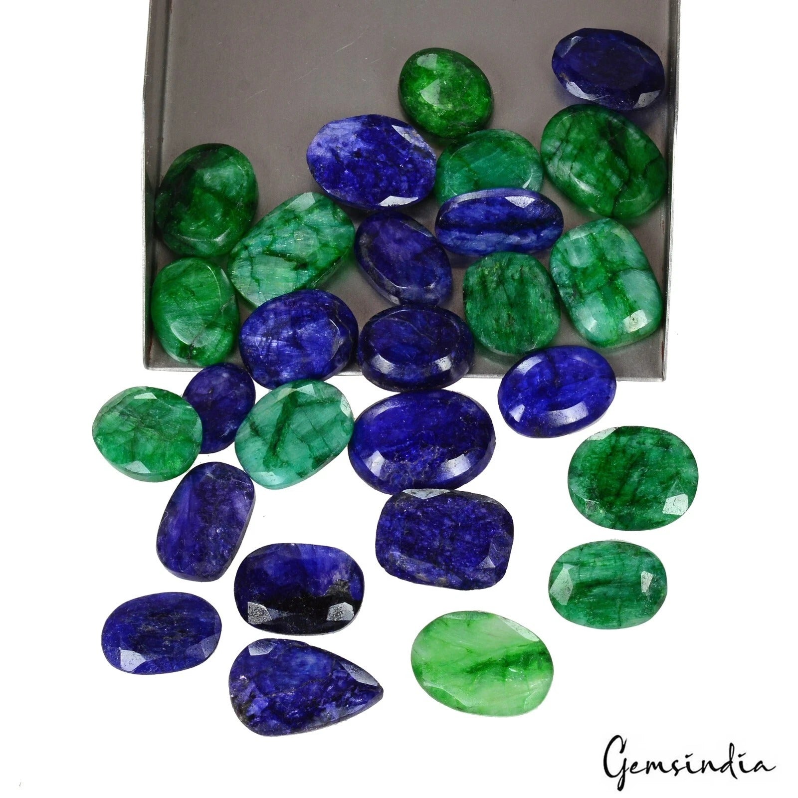 280 Cts/27 Pcs Natural Blue Beryl Green Emerald Oval Cut Gems Lot For Jewelry