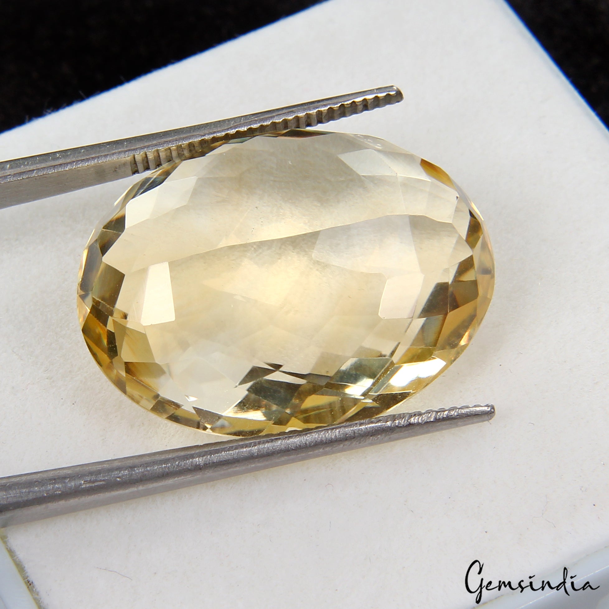 VVS 19.40 Ct Natural Citrine Oval Checker Cut 20mmx16mm Certified Loose Gemstone