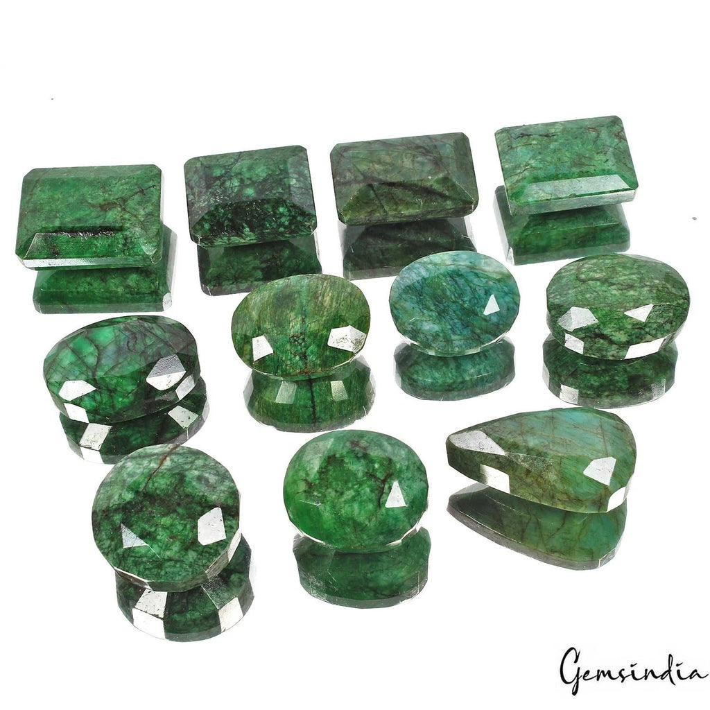 3500 Cts/11 Pcs Natural Brazilian Green Emerald Mix Cut Loose Wholesale Gems Lot
