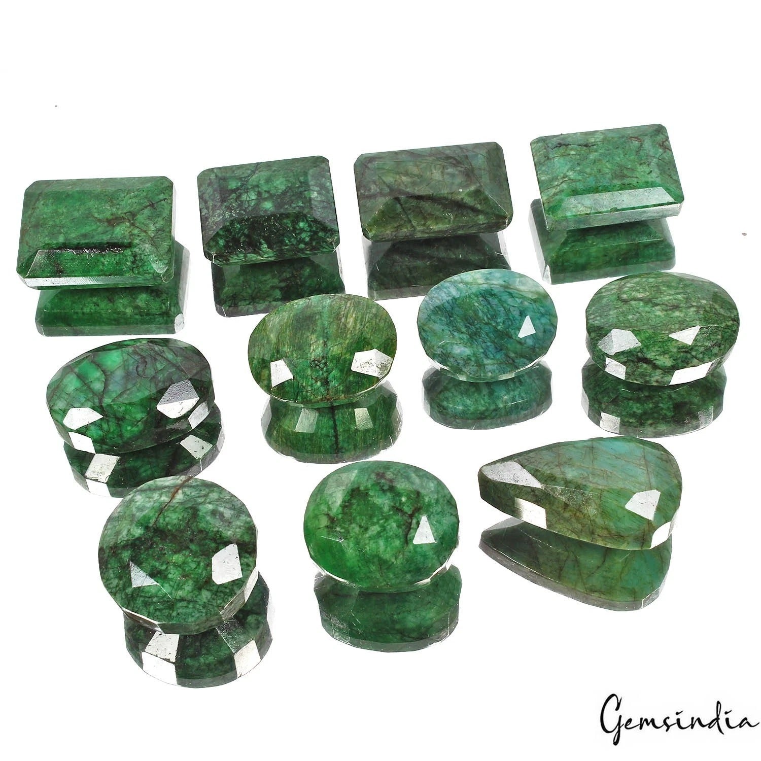 3500 Cts/11 Pcs Natural Brazilian Green Emerald Mix Cut Loose Wholesale Gems Lot