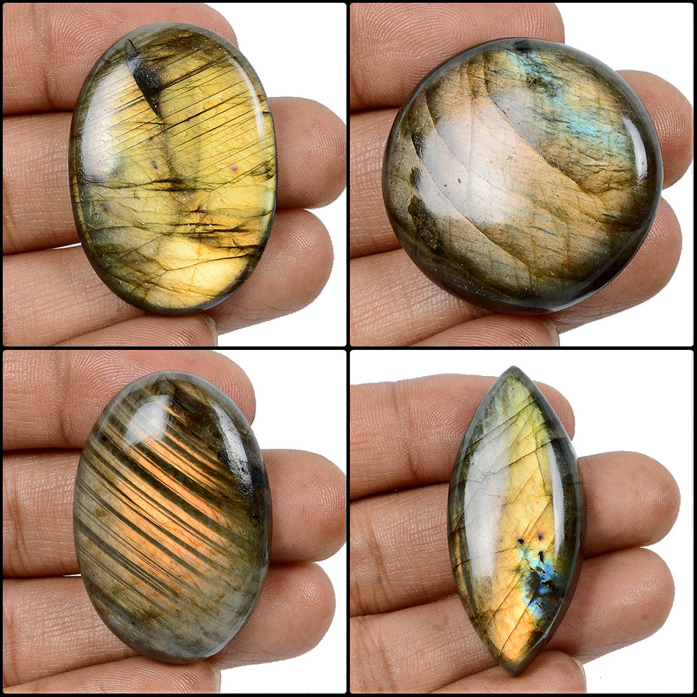 1420 Ct Natural Labradorite Golden Shine Mix Cabochon Loose Gemstones Lot~16 Pcs
