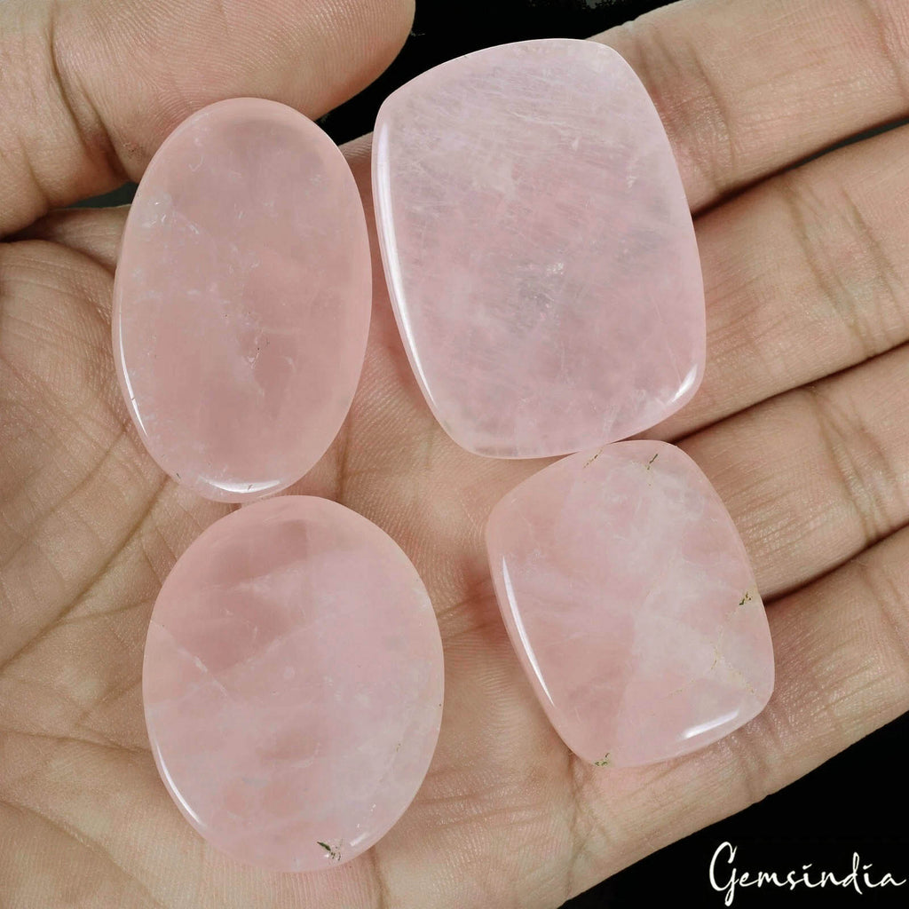 Rose Quartz Carving, Untreated, Pink — 4 Pieces, 31mm to 40mm, 350 Ct, Madagascar