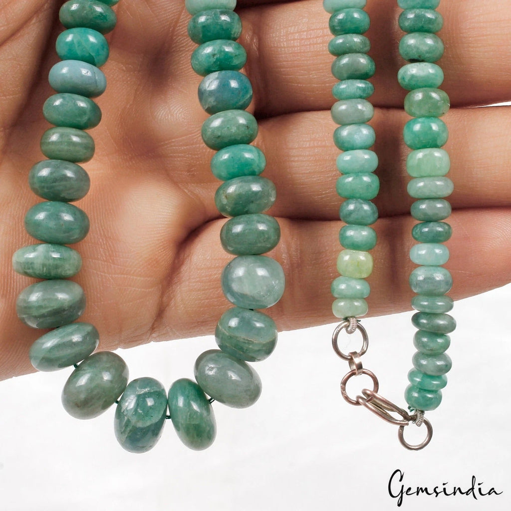 220 Ct Natural Green Emerald Gem Round Beaded Graduation Style Necklace