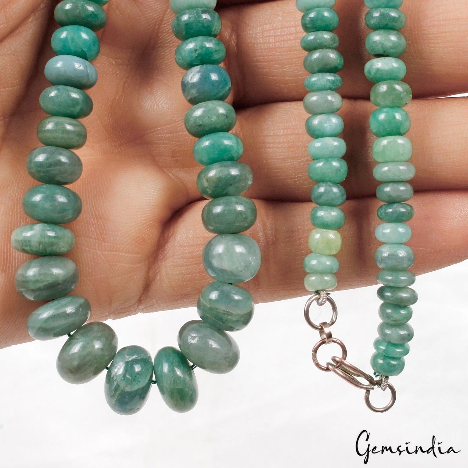 220 Ct Natural Green Emerald Gem Round Beaded Graduation Style Necklace