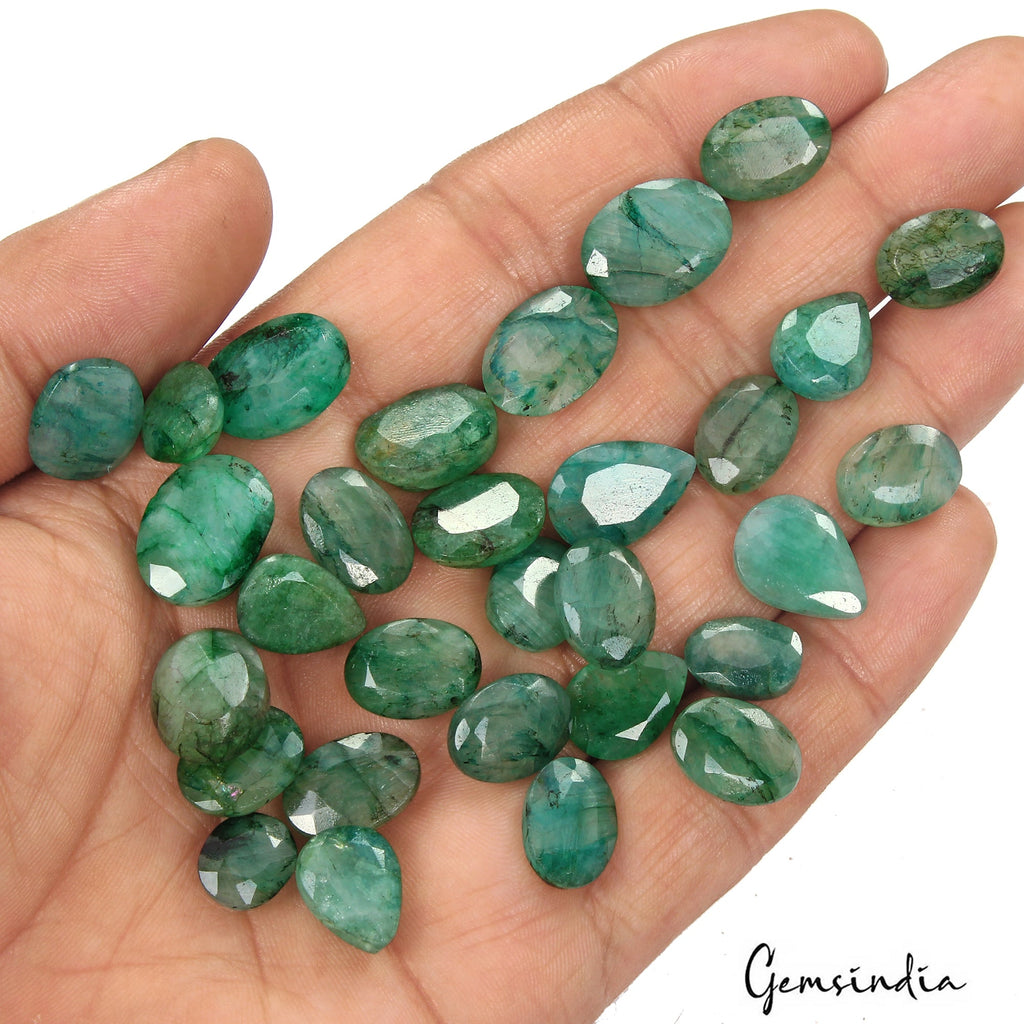 200 Cts/ 30 Pcs Natural Brazilian Blue Green Emerald Mix Cut Wholesale Gems Lot