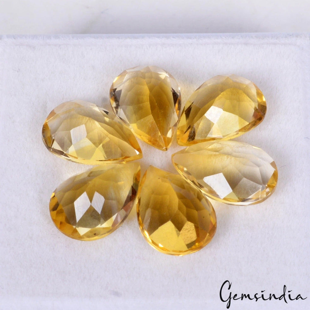 15.10 Cts/6 Pcs Natural Untreated Golden Citrine Pear Calibrated 12c8mm Gems Lot