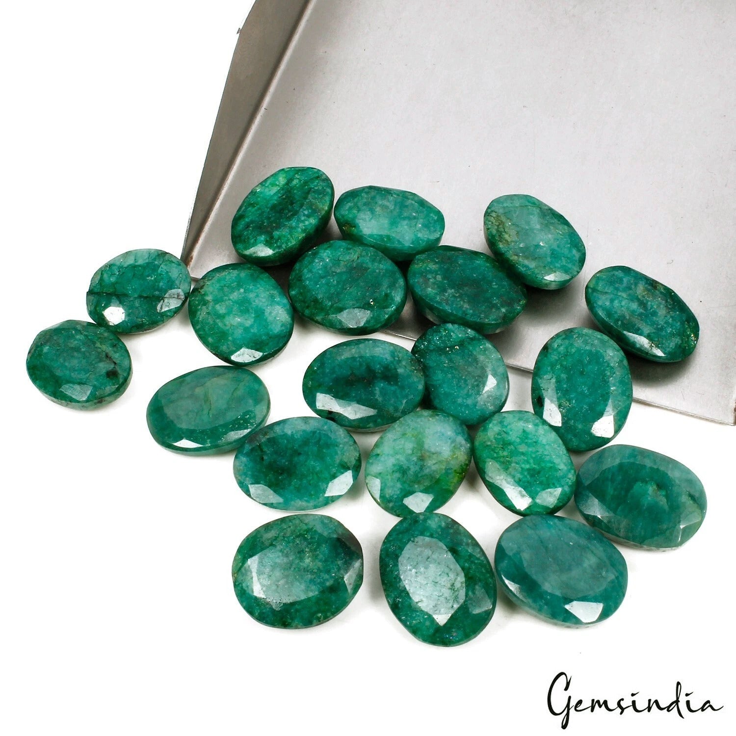 Certified 270 Cts/20 Pcs Natural Brazilian Green Emerald Oval Cut Loose Gems Lot