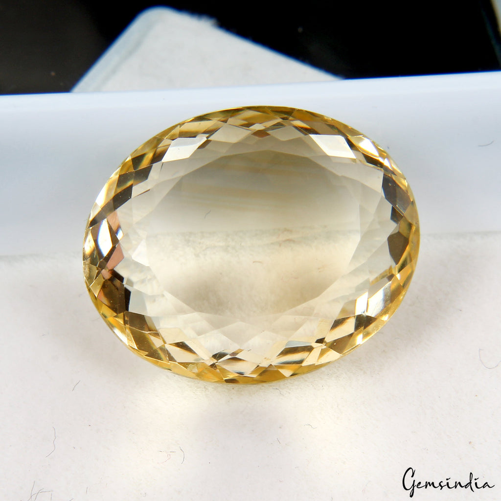 Certified 19.40 Cts Natural Untreated Brazilian Yellow Citrine Oval Cut Gemstone