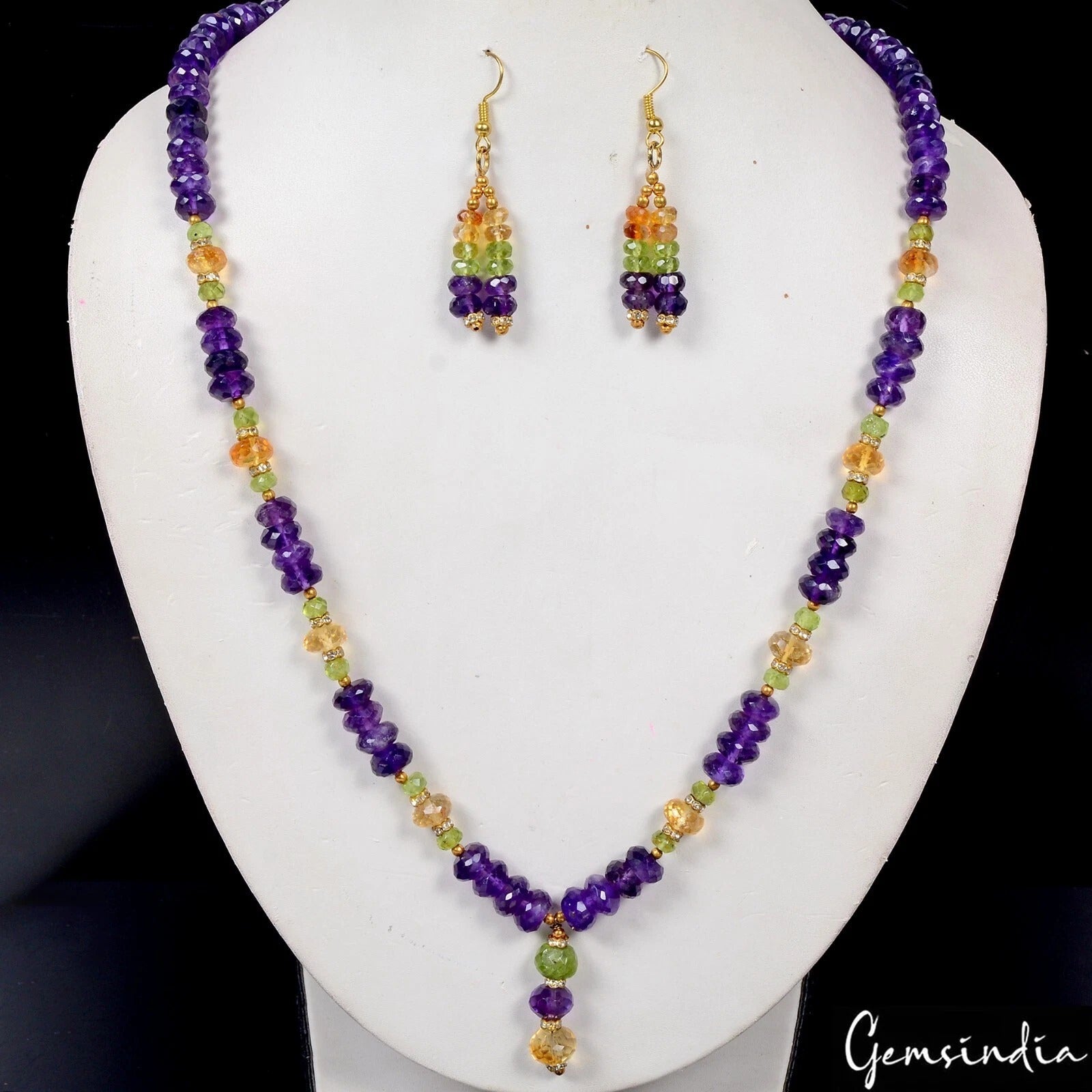 270.90 Cts Natural Untreated Multi Color Round Gems Beaded Handmade Jewelry Set