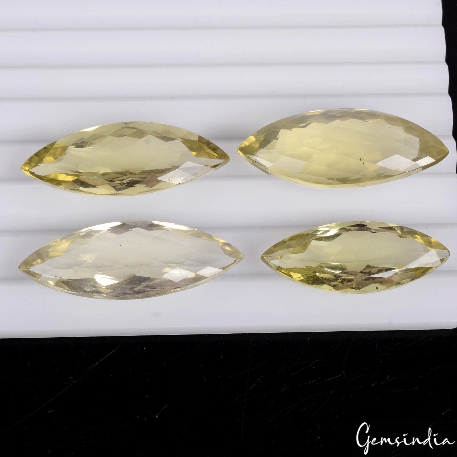 128.50 Ct 4 Pcs VVS Marquise Natural Yellow Citrine – Superb Brazilian Gemstones
