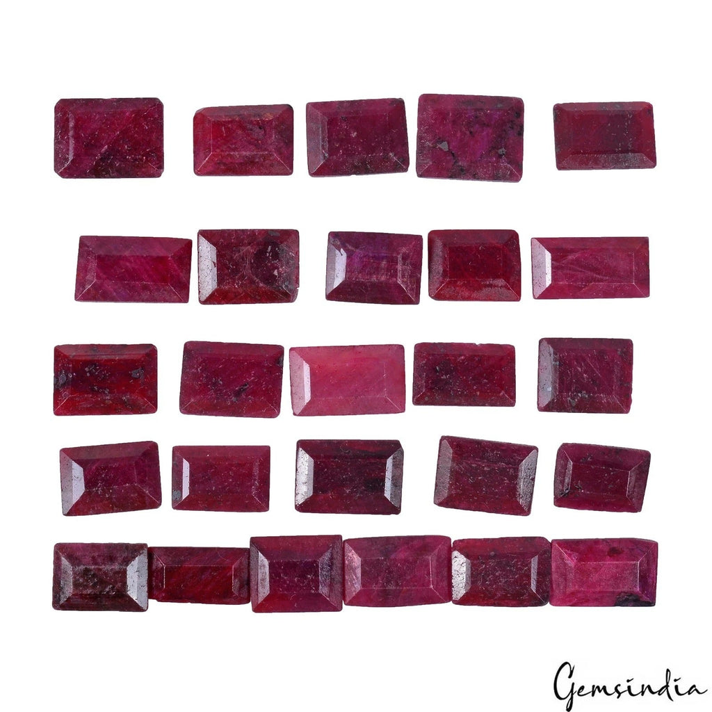 Certified 340 Ct/26 Pcs Natural Red Ruby Baguette Cut Loose Gems For Jewelry Lot