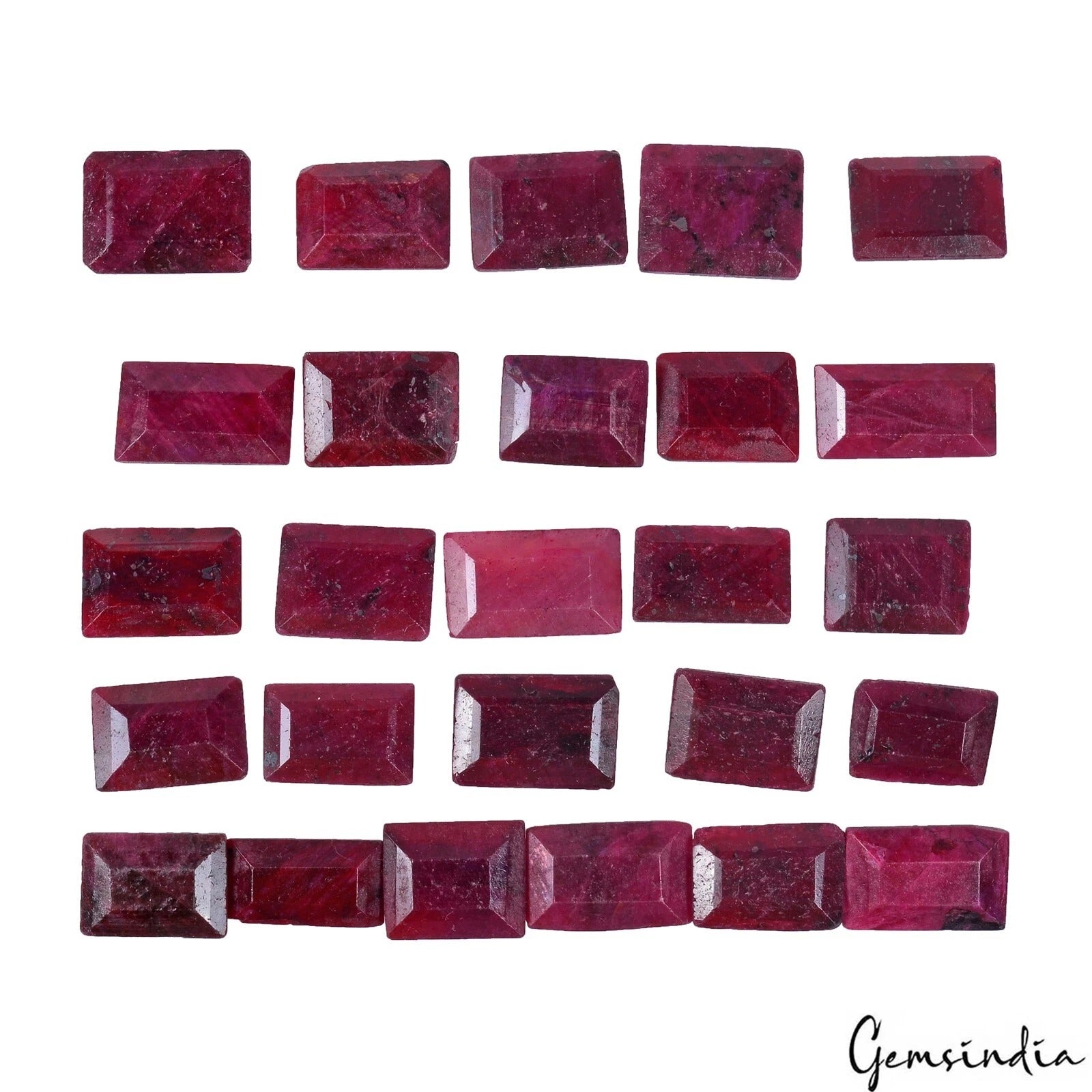 Certified 340 Ct/26 Pcs Natural Red Ruby Baguette Cut Loose Gems For Jewelry Lot