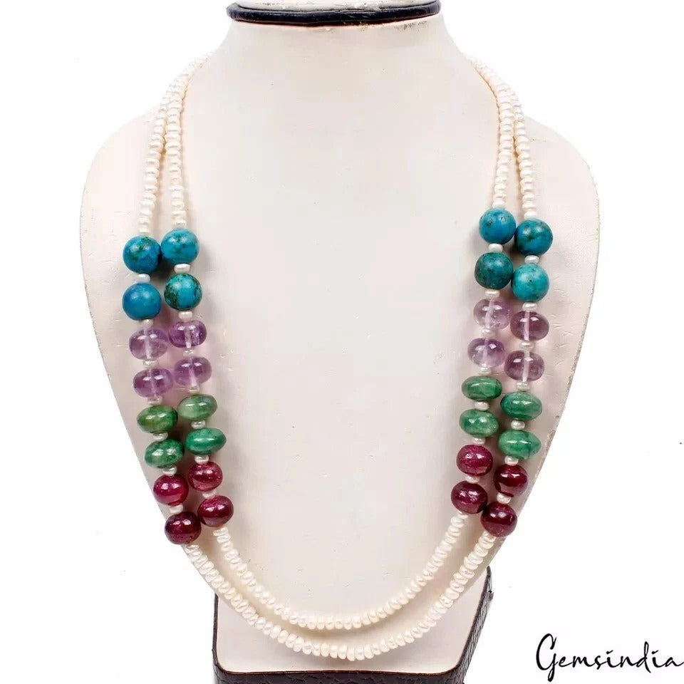 Pearl Necklace, Multi Color — 4mm To 15mm, 715 Ct, India