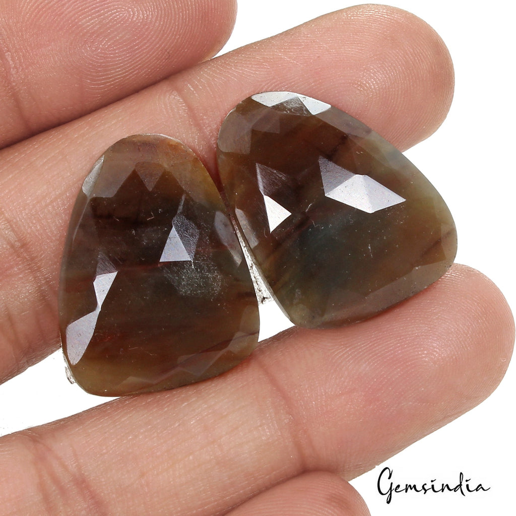 58.00 Ct Natural Brown Untreated Sapphire Fancy Checker Cut Loose Gemstone Pair