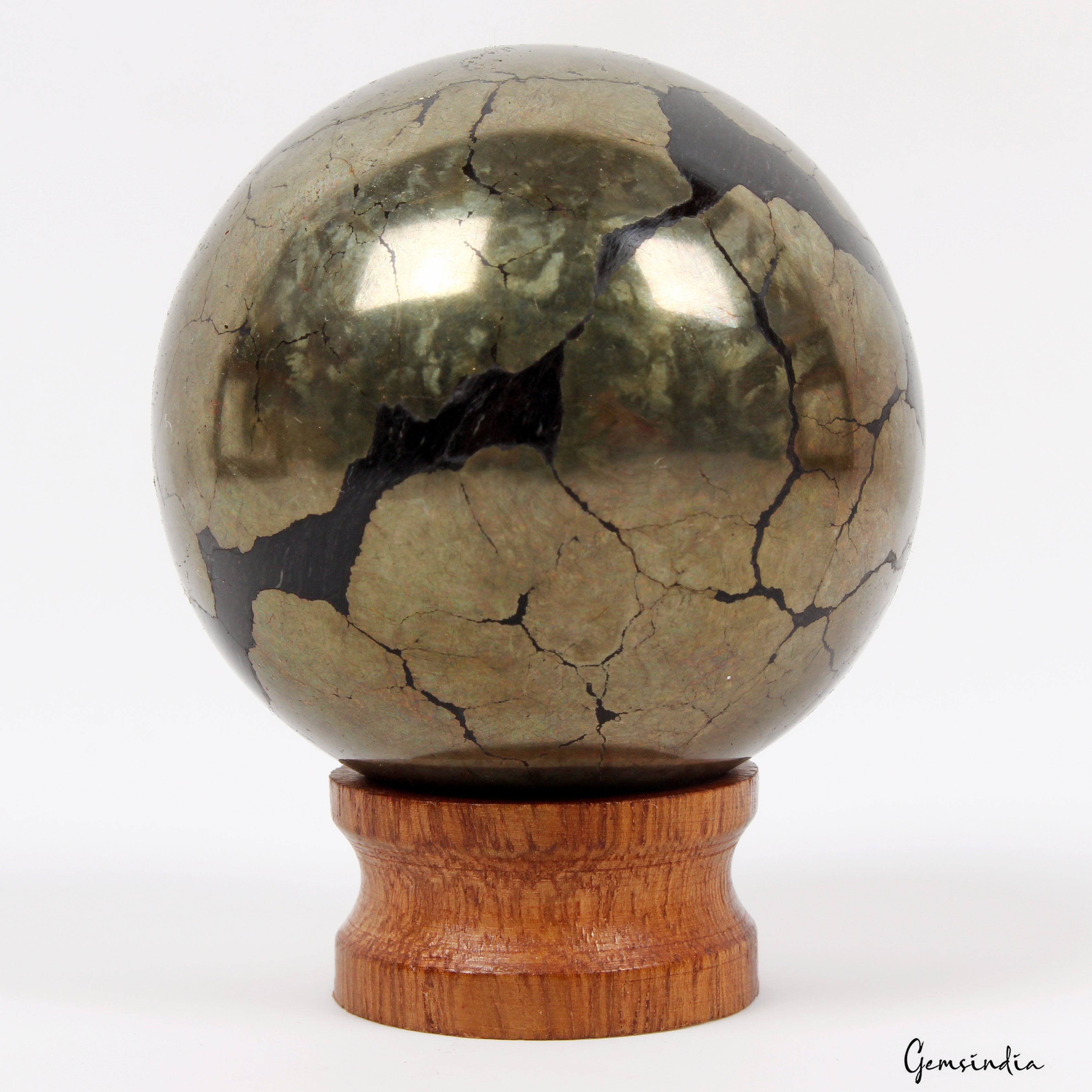 1.75 Inch Natural Gold Pyrite Crystal Reiki Healing Mineral Gemstone Sphere/Ball
