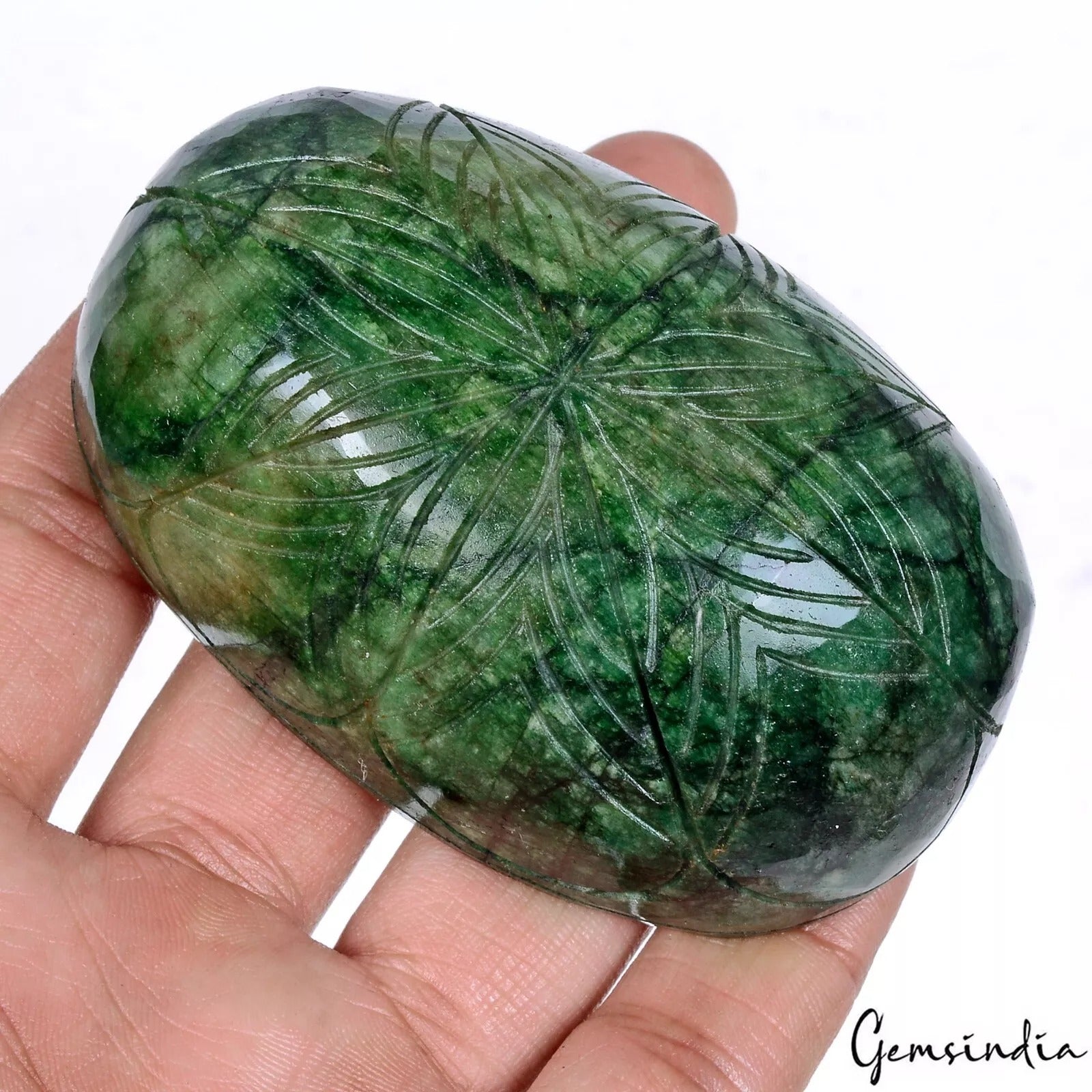 1250 Cts Natural Brazilian Green Emerald Oval Both Side Hand Carving Huge Gem