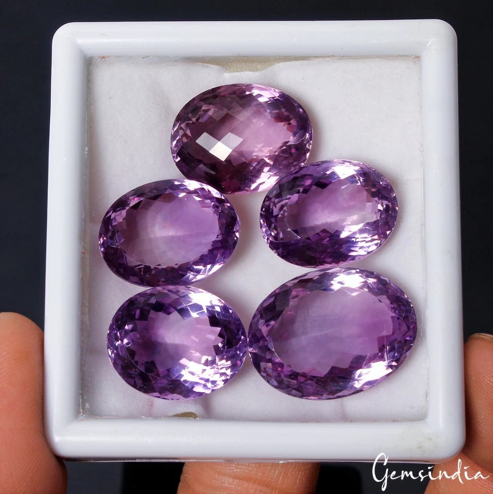 Amethyst Lot, Loose Gemstone, Untreated, Purple — 5 Pieces, 20mm to 24mm, 138.60 Ct, Brazil