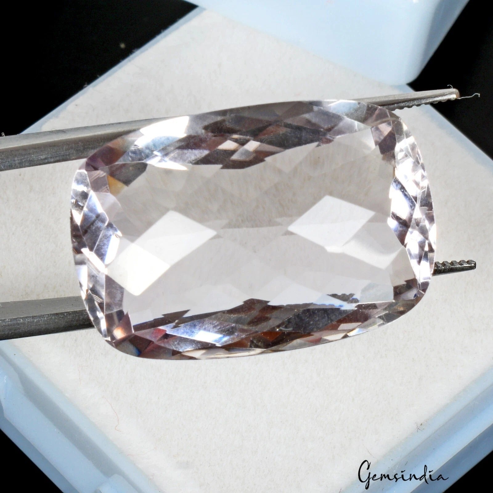 Amethyst Loose Gemstone, Cushion Checker Cut, Untreated — 25 x 17 x 11mm, 29.00 Ct