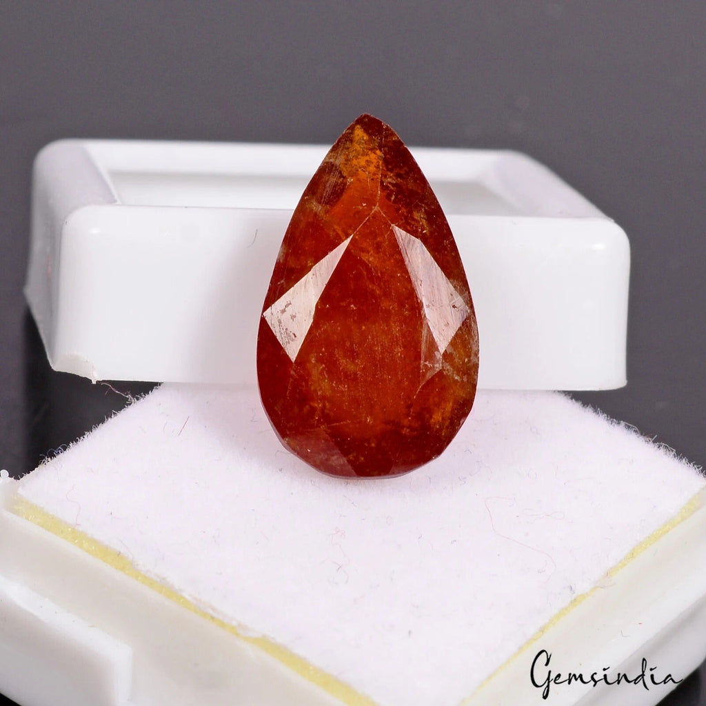 Certified 12.30 Cts Natural Untreated Brown Hessonite Garnet Pear Cut Loose Gem