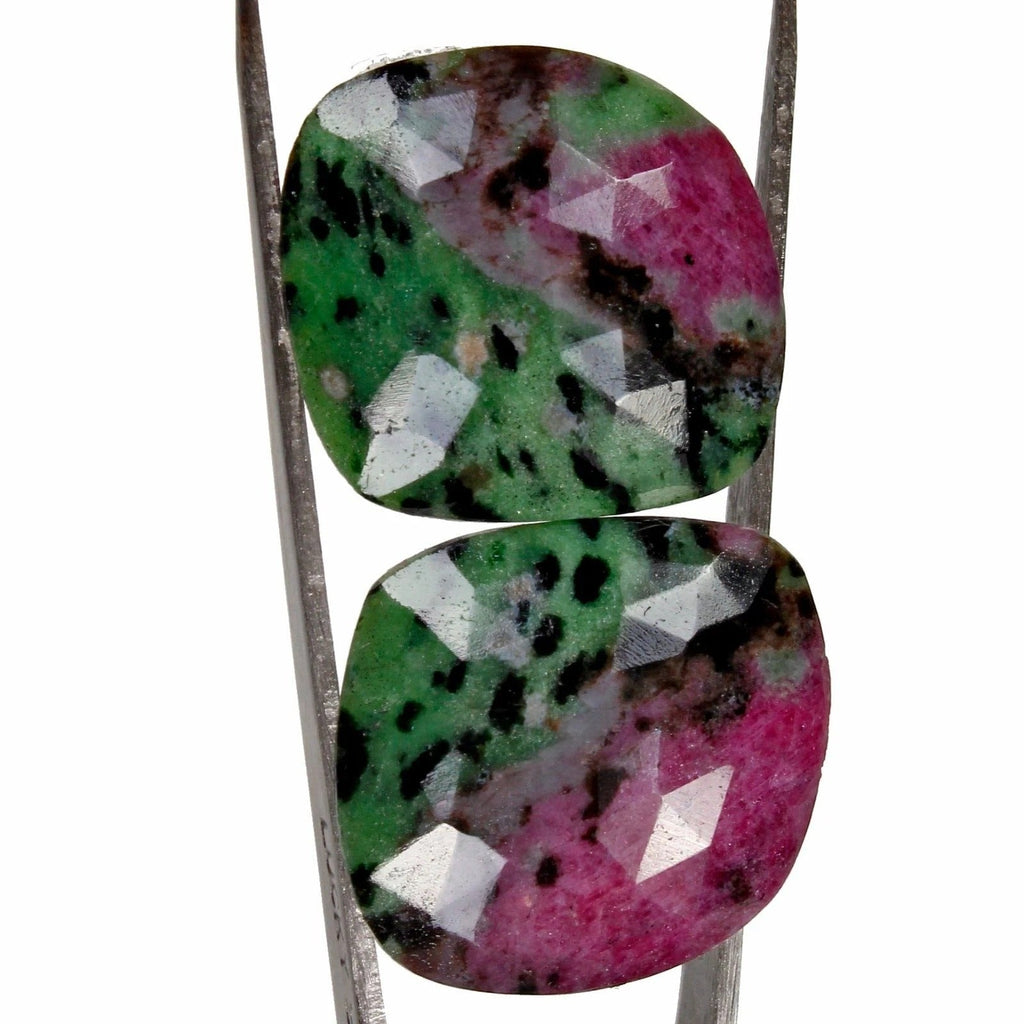 57.20 Ct Natural Untreated Ruby In Zoisite Fancy Checker Cut Loose Gemstone Pair