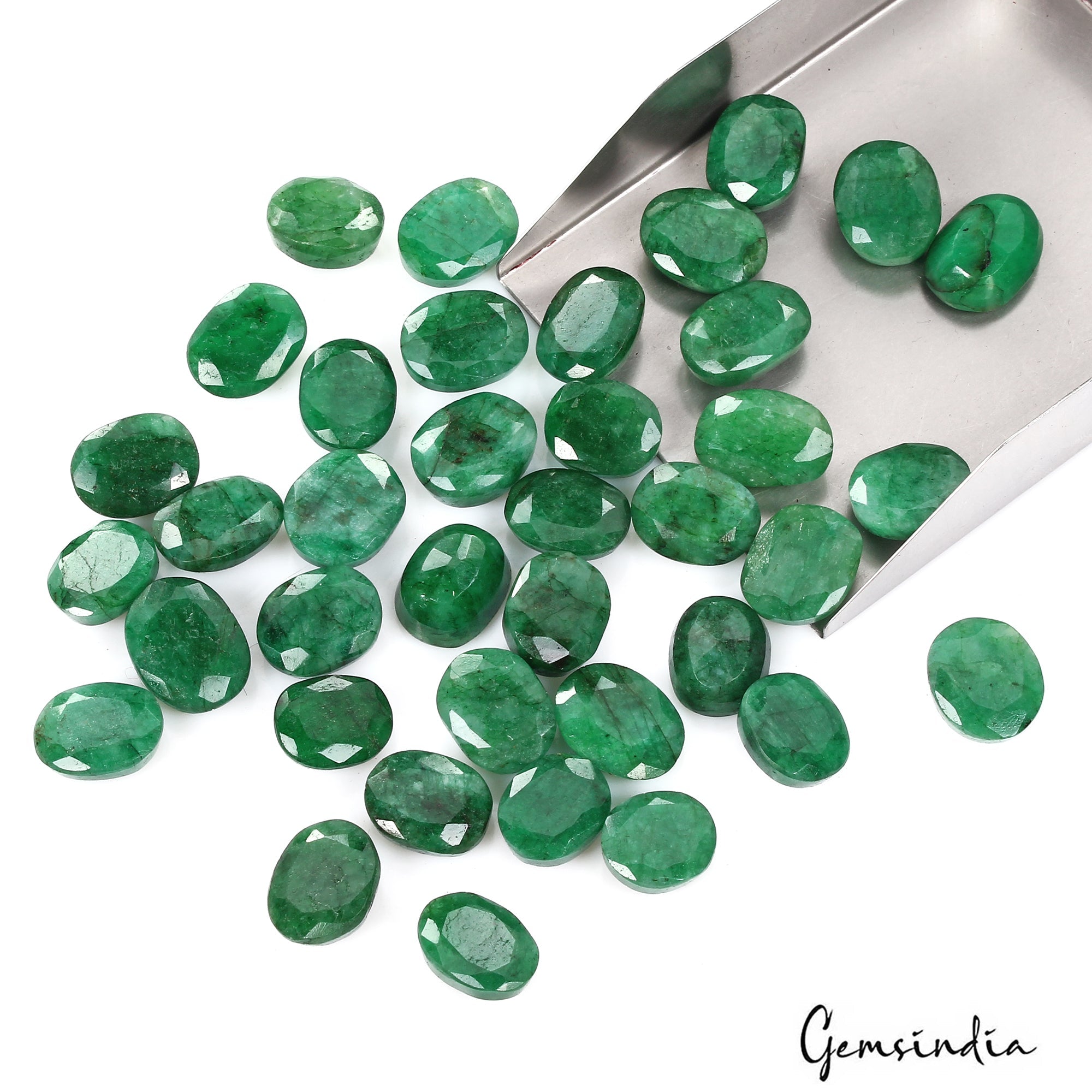 Natural Green Brazilian Emerald Oval Faceted Loose Wholesale Gemstone Lot 550 Ct