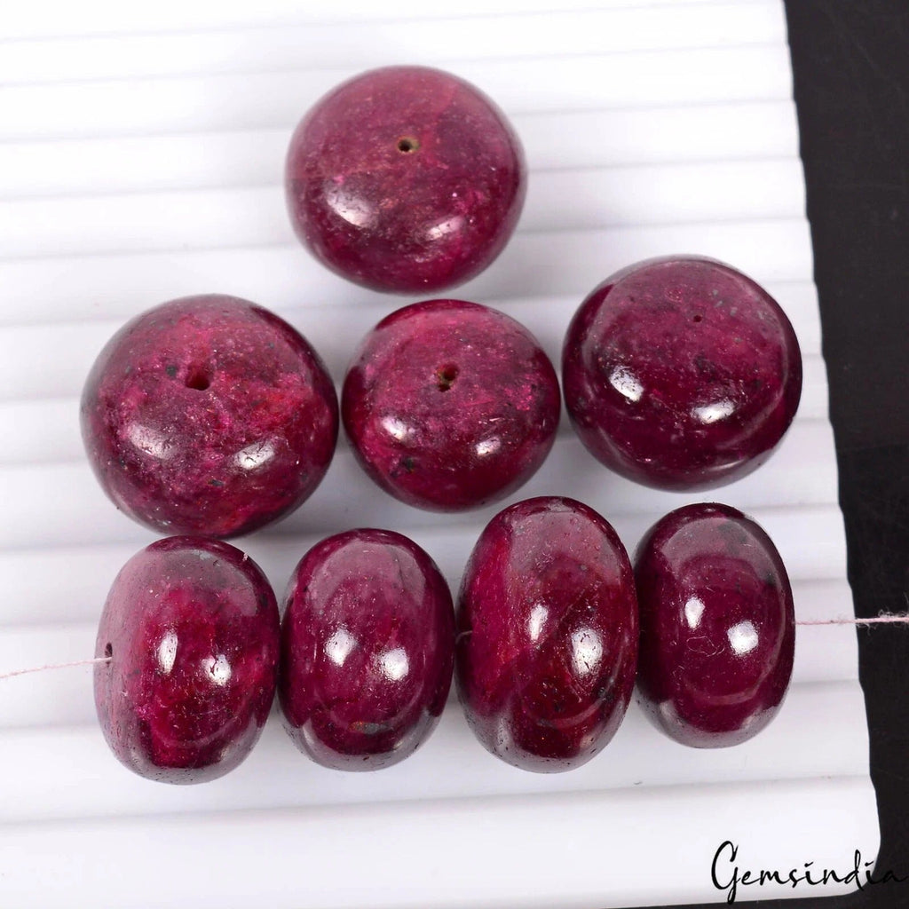 690 Cts Natural Red Ruby Round Cabochon Drilled Beads 20-24mm For Jewelry Making