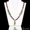 Handmade 22" Long Natural Sapphire Ruby Emerald Round Beads Necklace 355 Cts