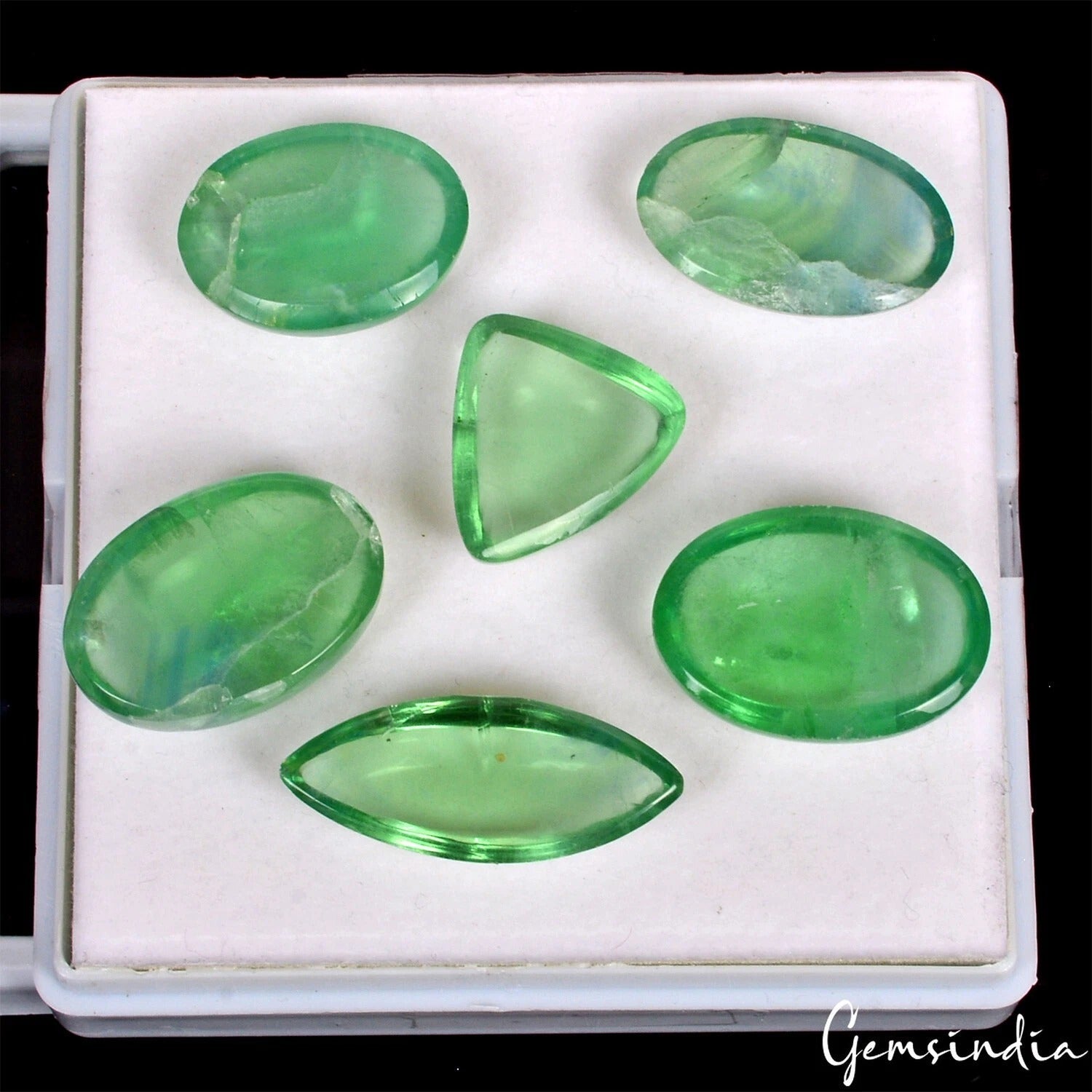 6 Pcs Natural Fluorite 23-35mm Mix Loose Untreated Cabochon Gemstones Lot~292 Ct