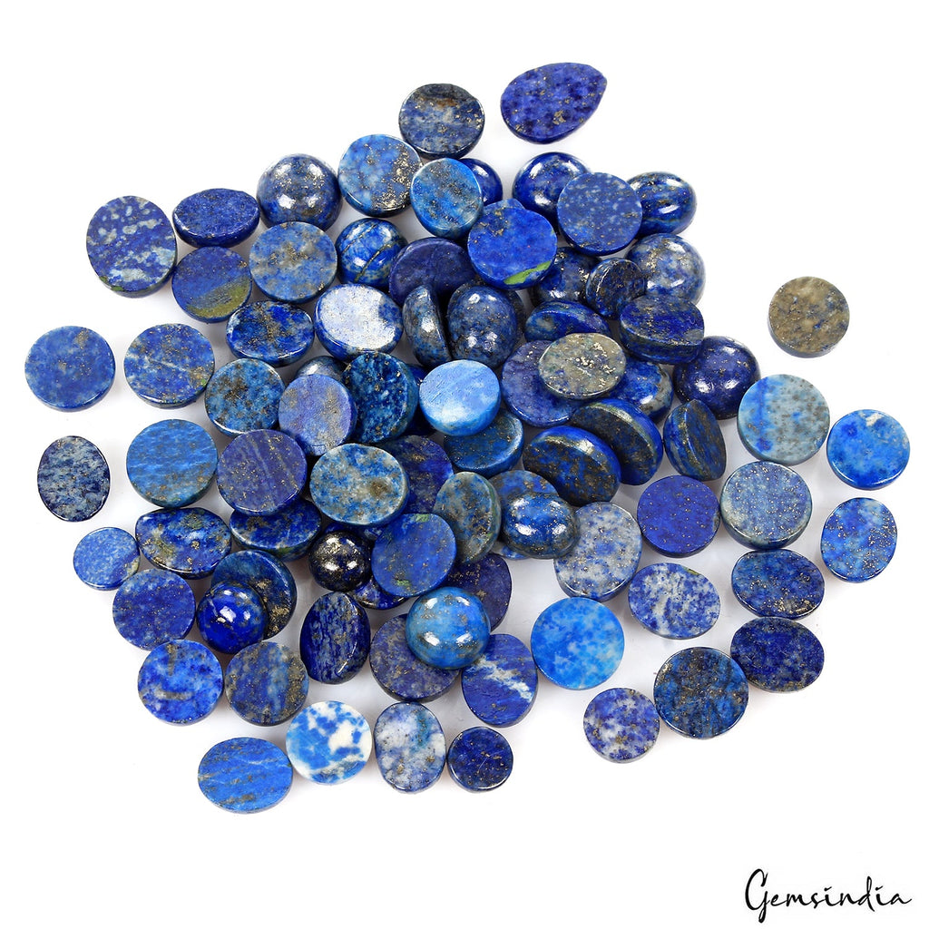 300 Ct Natural Blue Lapis Lazuli Round Cab Loose Wholesale Gemstone Lot 95 Pcs