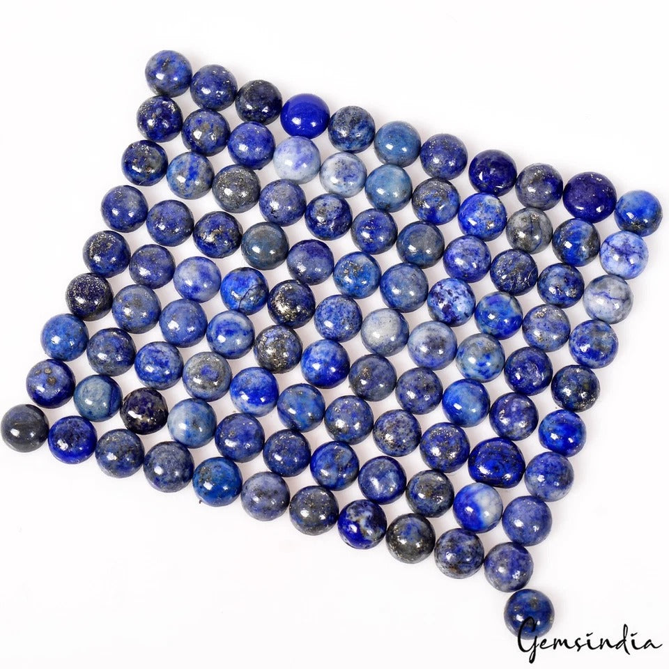 74 Cts/100 Pcs Natural Blue Lapis Lazuli Round Calibrated 5mm Gems For Jewelry