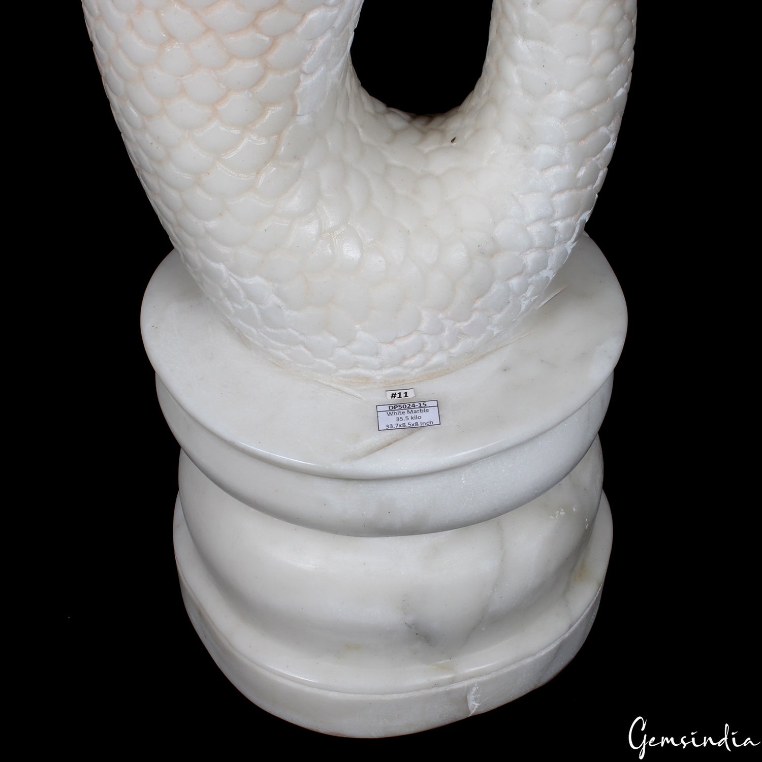 Mermaid Statue X-Large 33.7" White Marble Sculpture Handmade Home/Porch Decor